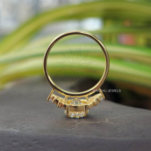 Oval Cut Moissanite Cluster Engagement Ring For Women