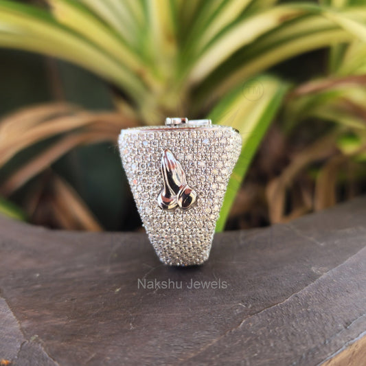 Iced Out Moissanite Personalized Men 925 Sterling Silver Hip Hop Ring For Rapper