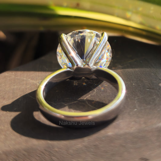 Round Brilliant Cut Moissanite Cathedral Engagement Ring
