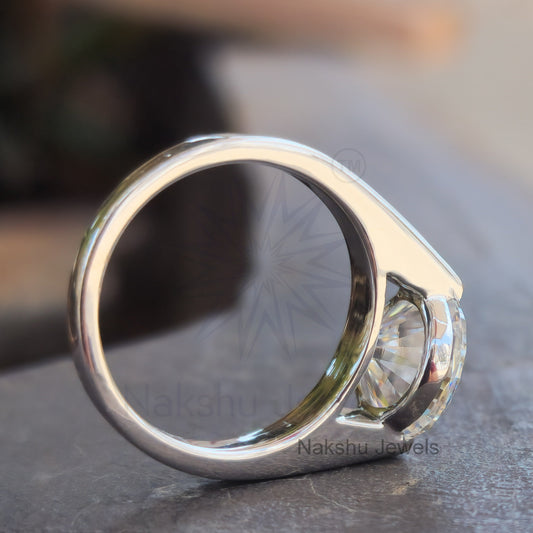 Round Cut Tension Set Moissanite Solitaire Engagement Ring