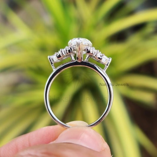 Marquise Cut Moissanite Cluster Engagement Ring