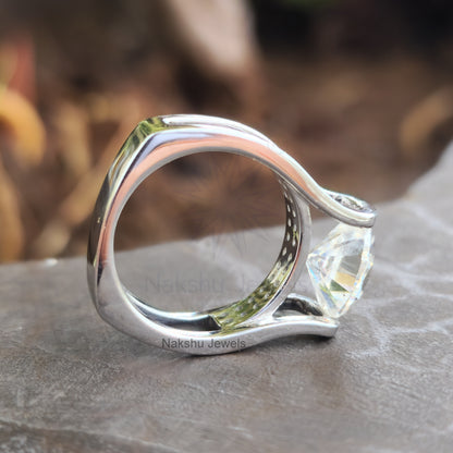 East West Oval Brilliant Cut Unique Euro Shank Moissanite Engagement Ring