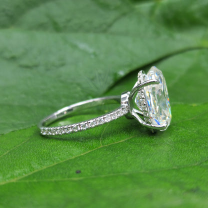 Modern Oval Hidden Halo Moissanite Engagement Ring for Women