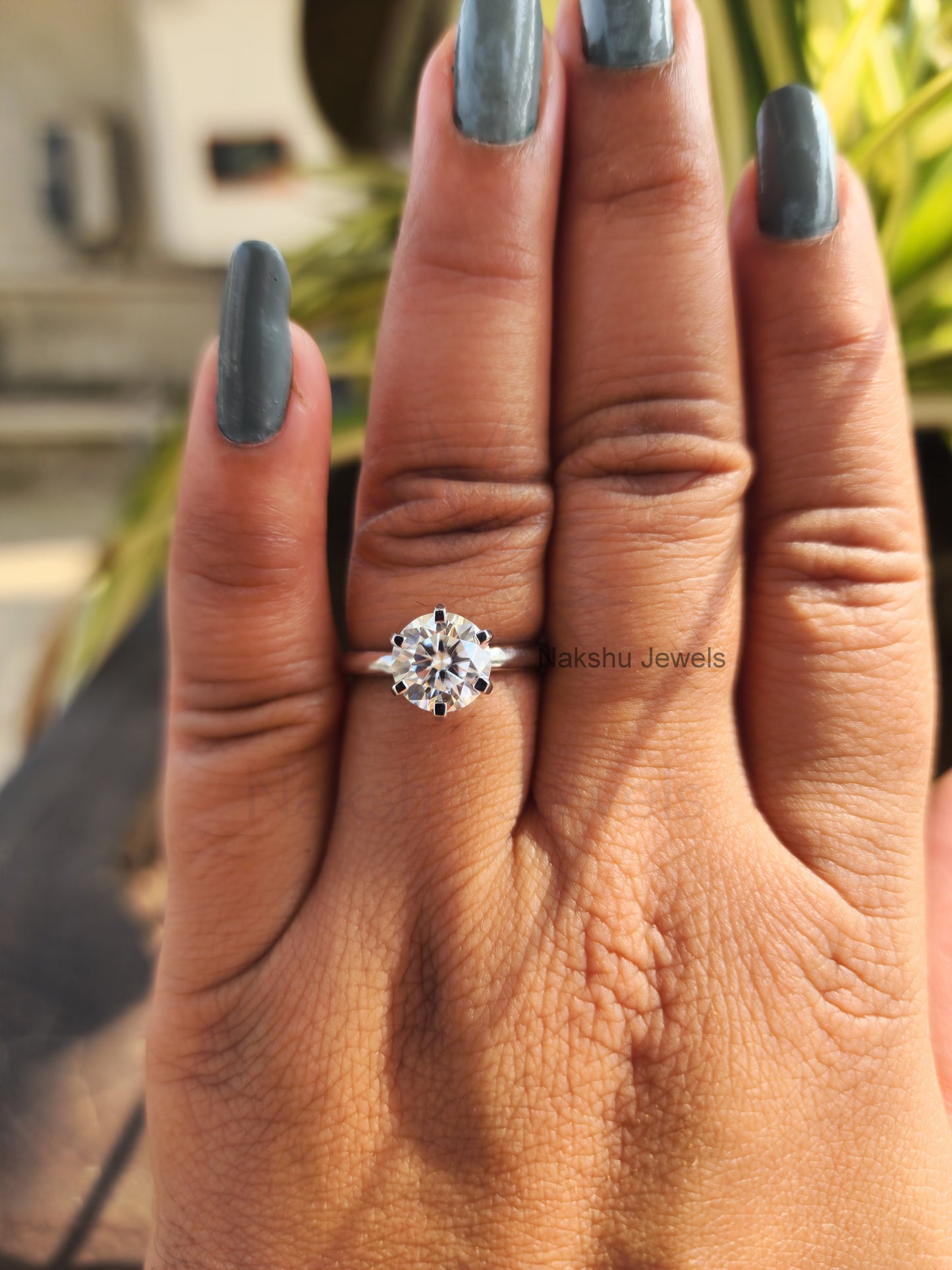 Round Cut Moissanite Wedding Bridal Ring Set For Her