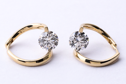 Brilliant Cut Moissanite Fancy Earring For Women 14K Yellow Gold Earrings