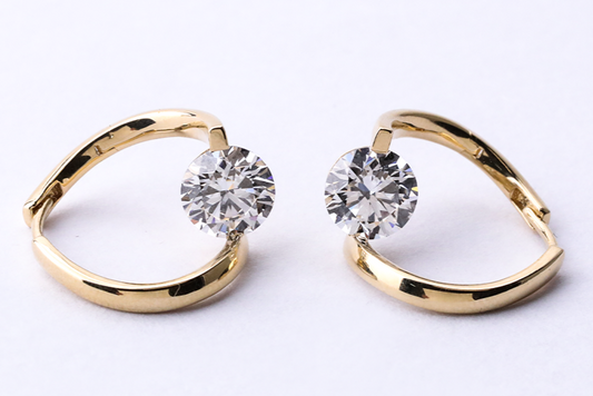 Brilliant Cut Moissanite Fancy Earring For Women 14K Yellow Gold Earrings
