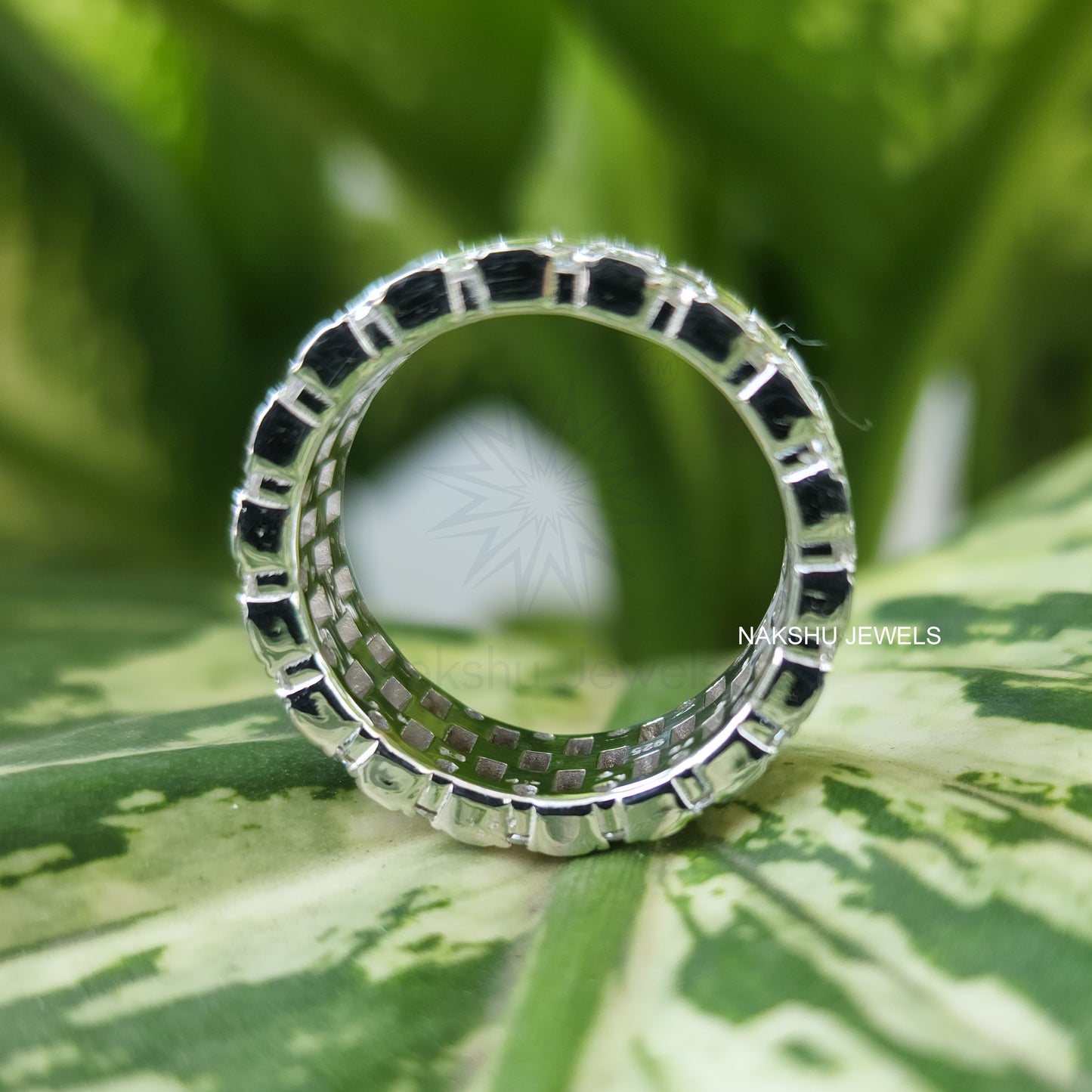 7 CT Baguette and Round Cut Colorless Moissanite Wedding Band, Full Eternity Band