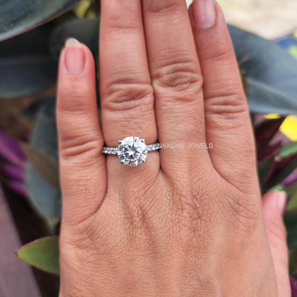 Brilliant Round Cut Moissanite Solitaire Pave Engagement Ring