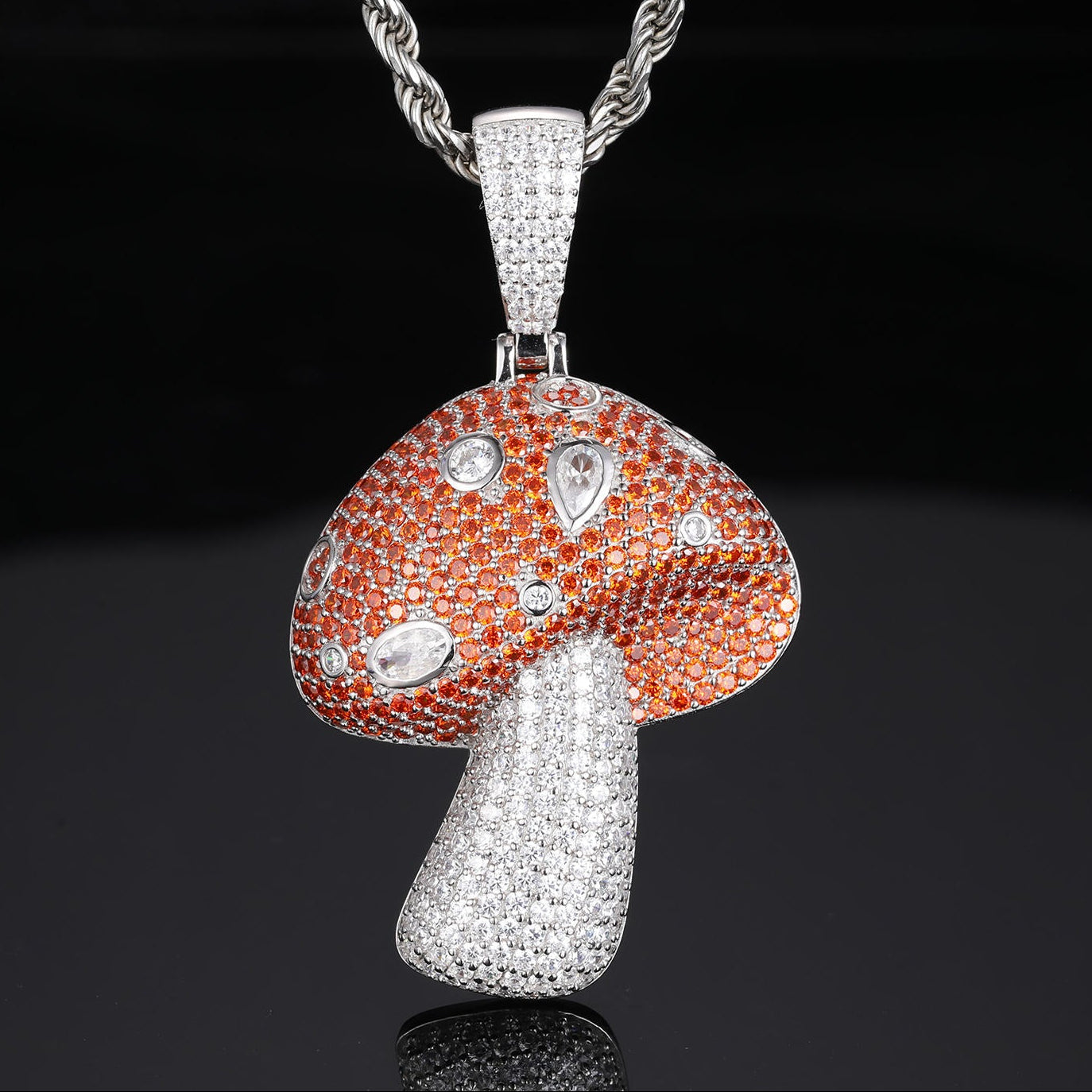 Fully Iced Out Moissanite Mushroom Pendant, Hip Hop Moissanite Silver Jewelry For Men and Women and Rapper