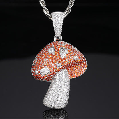 Fully Iced Out Moissanite Mushroom Pendant, Hip Hop Moissanite Silver Jewelry For Men and Women and Rapper