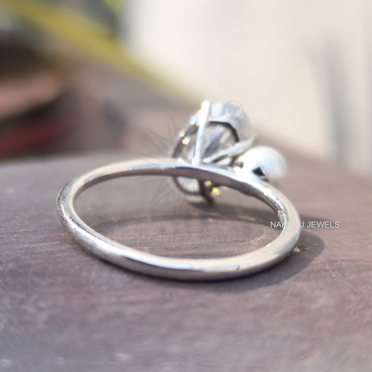 Ariana Grande's Oval & pearl Moissanite Engagement Ring - Celebrity Ring