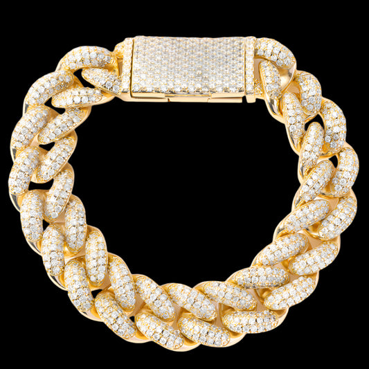 VVS Moissanite Hip Hop Miami Cuban Link Bracelet For Men, 12MM Diamond S925 Sterling Silver Bracelet