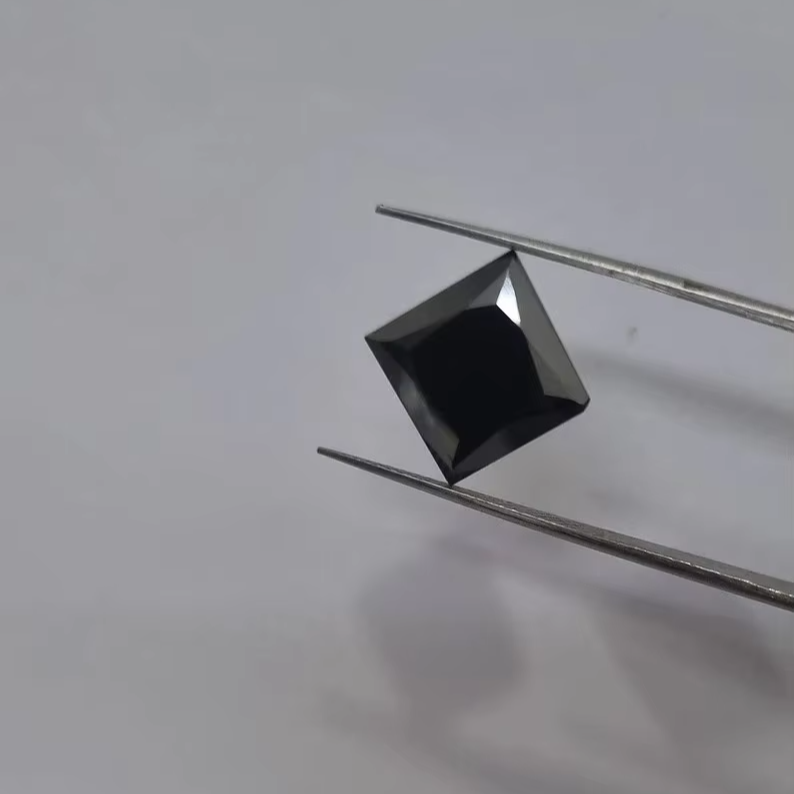 Jet Black Square Princess Cut Moissanite Loose Diamond Making Unique Jewelry