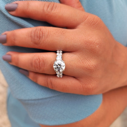 3CT Round Brilliant Cut Moissanite Full Eternity Wedding Engagement Ring