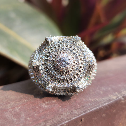 Iced Out Mens Moissanite Round Pinky Hip Hop Ring Gift For Him