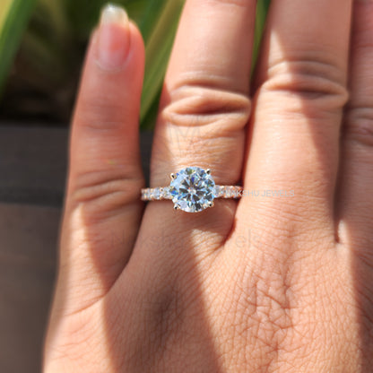 IGI Certified Round Brilliant Rose Gold Moissanite Engagement Ring Gift From Husband