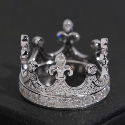 Hip Hop Moissanite Crown Shape Men's' Wedding Engagement Iced Out Rings