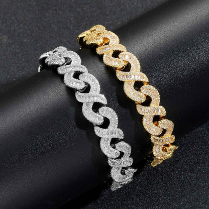 12MM VVS Moissanite Hip Hop Miami Infinity Link Bracelet For Men