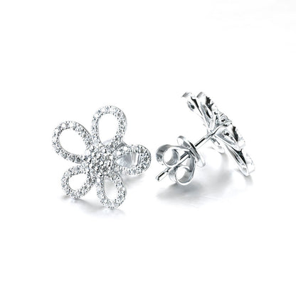 Floral Style Moissanite Push Back Stud Earring For Women