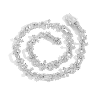 Moissanite Hip Hop Thorn & Cross Cuban Link Chains Necklace Iced Out Cuban Chains For Men's