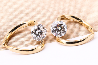 Brilliant Cut Moissanite Fancy Earring For Women 14K Yellow Gold Earrings