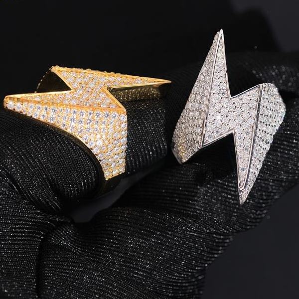 Men's Iced Out Round Cut Moissanite Hip Hop Engagement Ring
