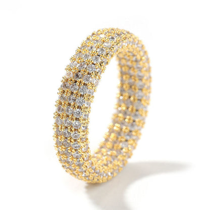 Full Eternity Iced Out Round Cut Moissanite Pave Set Hip Hop Rings For Unisex