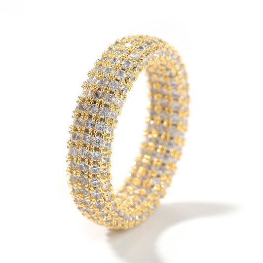 Full Eternity Iced Out Round Cut Moissanite Pave Set Hip Hop Rings For Unisex
