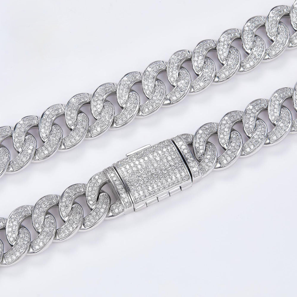 15MM Moissanite Cuban Link Chain, Men's Iced Out Chains, Hip Hop Chains Jewelry For Men
