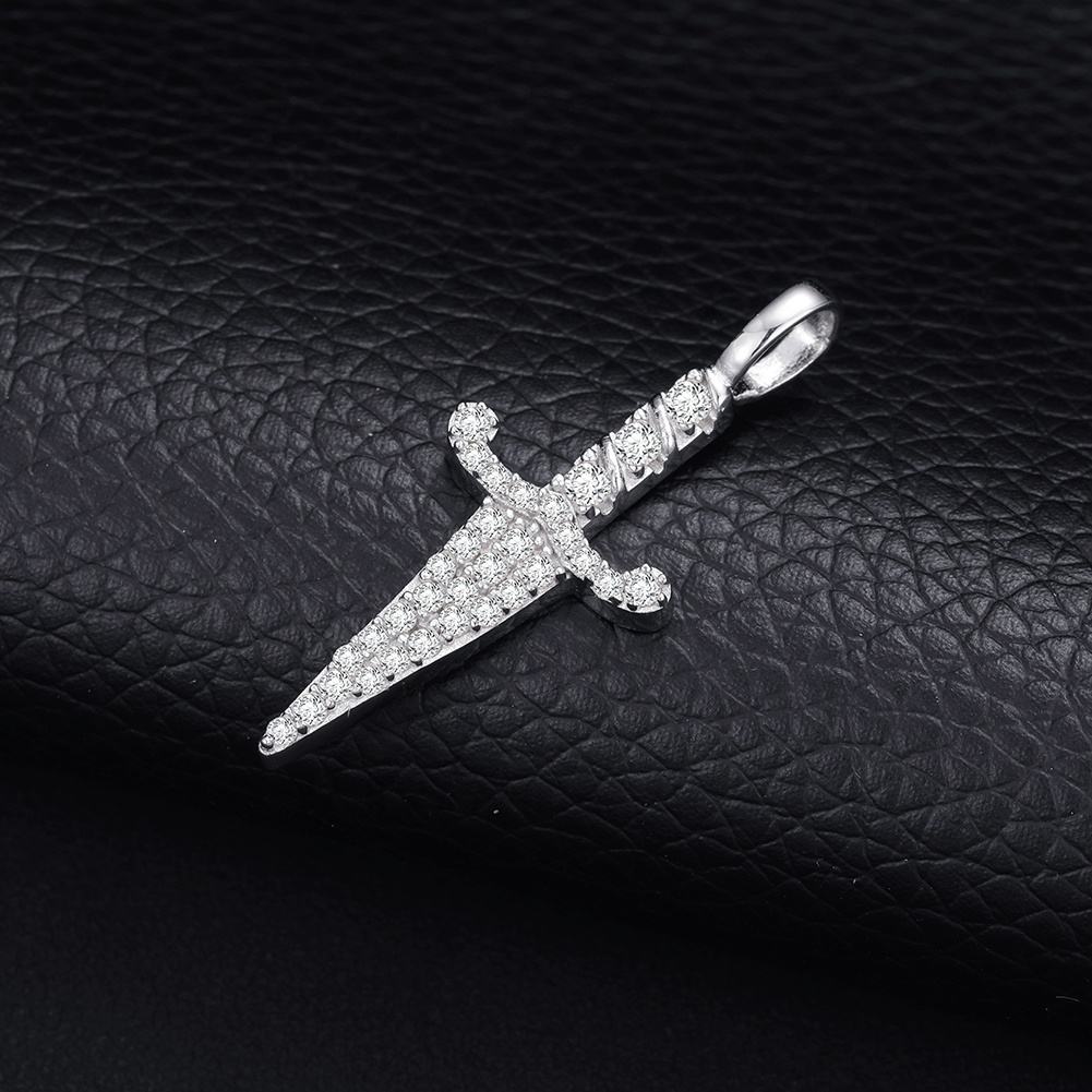 Hip Hop Moissanite Knife Pendant For Men - Women In Iced Out 925 Sterling Silver For Rapper