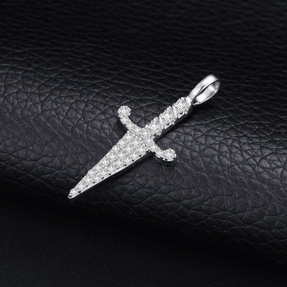 Hip Hop Moissanite Knife Pendant For Men - Women In Iced Out 925 Sterling Silver For Rapper