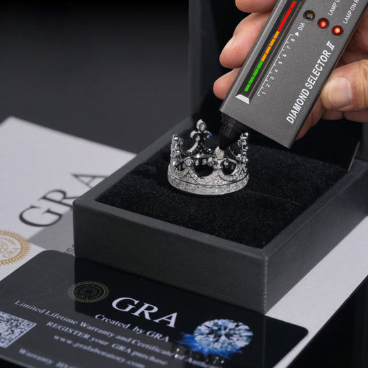 Hip Hop Moissanite Crown Shape Men's' Wedding Engagement Iced Out 925 Sterling Silver Rings For Rapper
