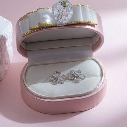 Floral Style Moissanite Push Back Stud Earring For Women