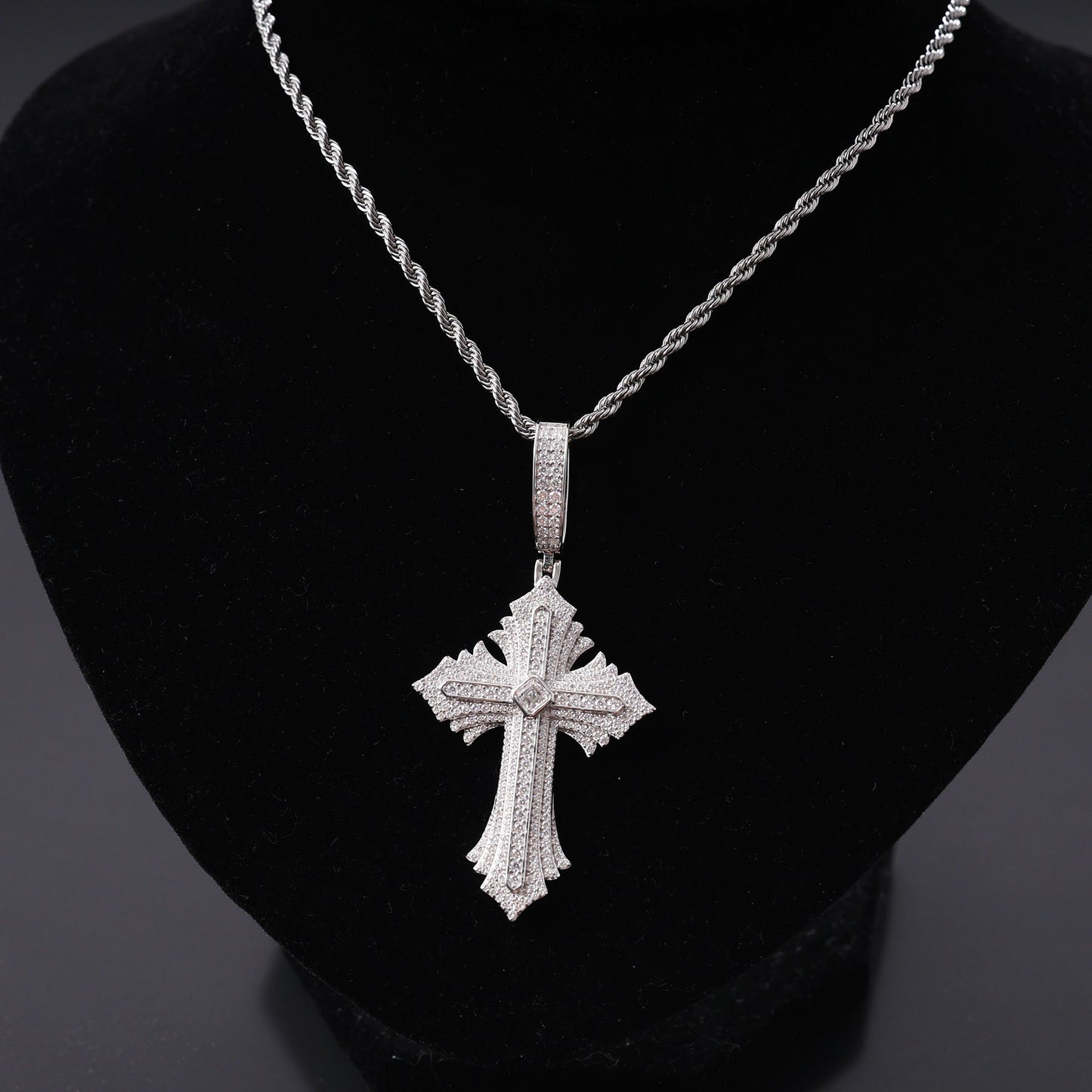 Hip Hop Round Cut Moissanite Jesus Cross Pendant In Fully Iced Out 925 Silver Fine Jewelry For Men, Women and Rapper
