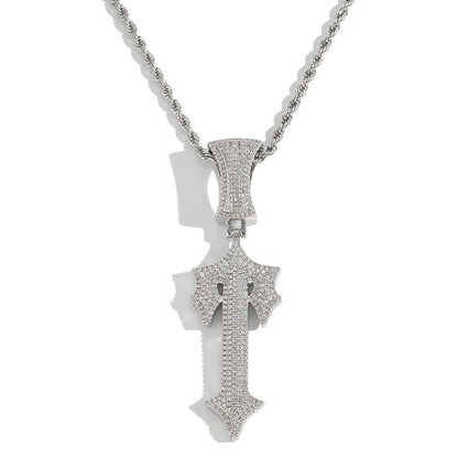 Round Brilliant Cut VVS Moissanite Diamond Hip Hop Cross Pendant Men
