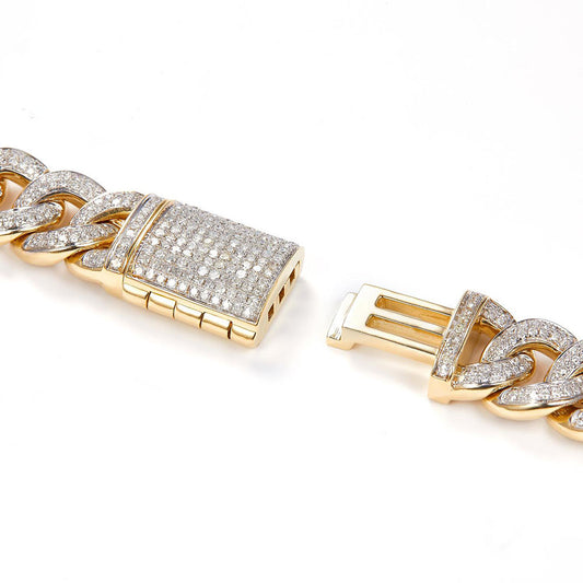 15MM Moissanite Hip Hop Cuban Link Chain, Fully Iced Out Bust Down Chain In 925 Sterling Silver