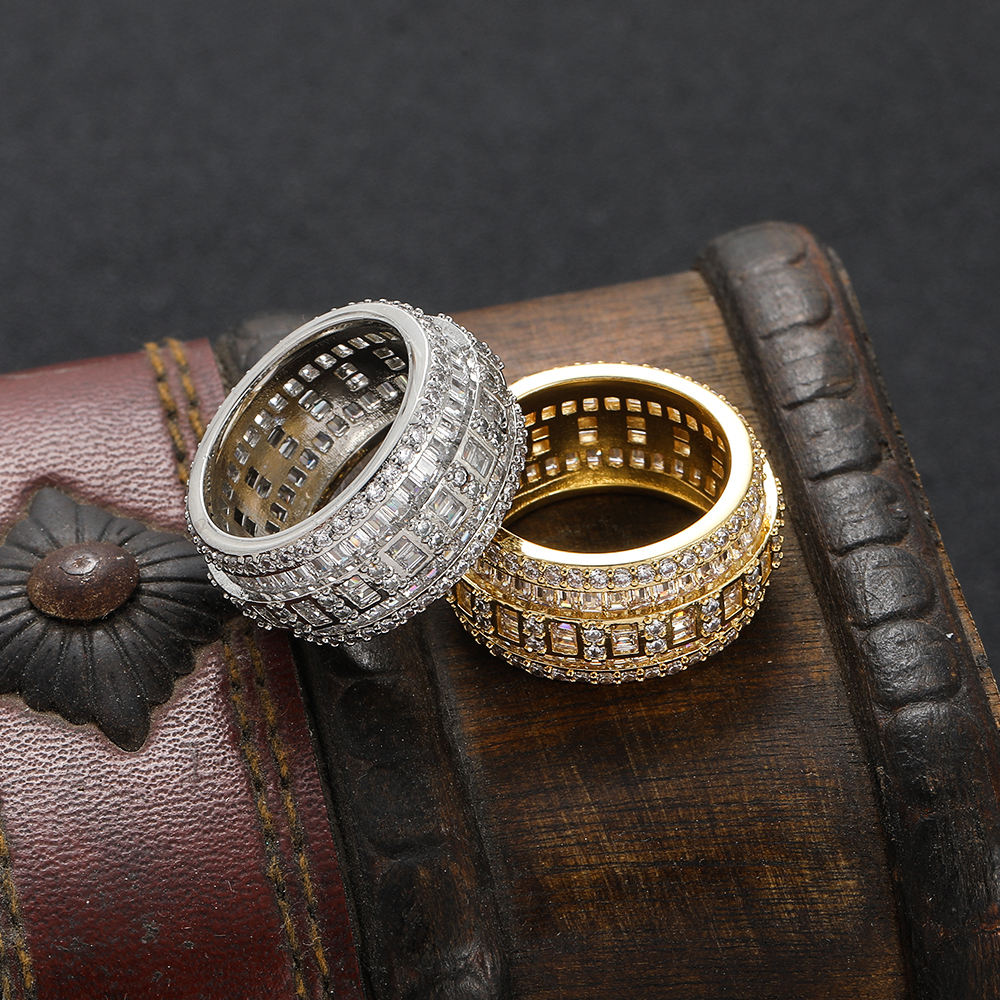 Classic Full Eternity Round & Baguette Cut Moissanite Pave Band, Wide Band Diamond Ring, Iced Out Men's Wedding Band