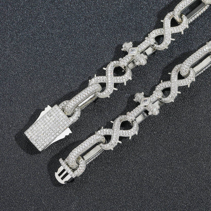 Moissanite Hip Hop Thorn & Cross Cuban Link Chains Necklace Iced Out Cuban Chains For Men's