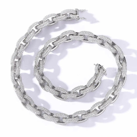 Round Cut Moissanite Hip Hop Luxury Open Link Iced Out Chain For Men, Rapper In 925 Sterling Silver