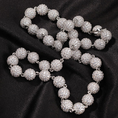 Iced Out Round Cut Moissanite Diamond Hip Hop Ball Chain In 925 Sterling Silver