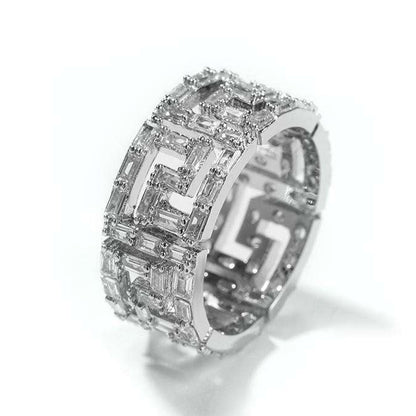 Moissanite Baguette Cut Iced Out Engagement & Wedding Ring For Men, Hip Hop Fashion Jewelry Band For Men
