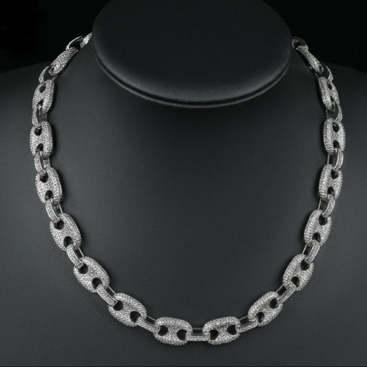 Fully Ice Out Moissanite Pig Nose Hip Hop Chain Necklace, Diamond Choker For Men Or Women