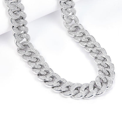 15MM Moissanite Cuban Link Chain, Men's Iced Out Chains, Hip Hop Chains Jewelry For Men