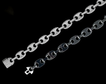 Fully Ice Out Chains Moissanite Pig Nose Hip Hop Chains Necklace, Diamond Choker For Men Or Women