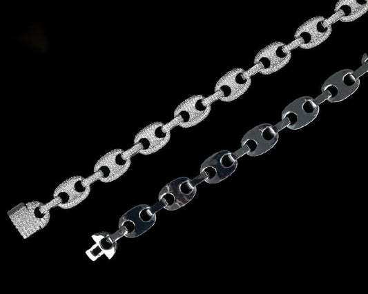 925 Sterling Silver Ice Out Moissanite Pig Nose Hip Hop Chain For Men, Rapper