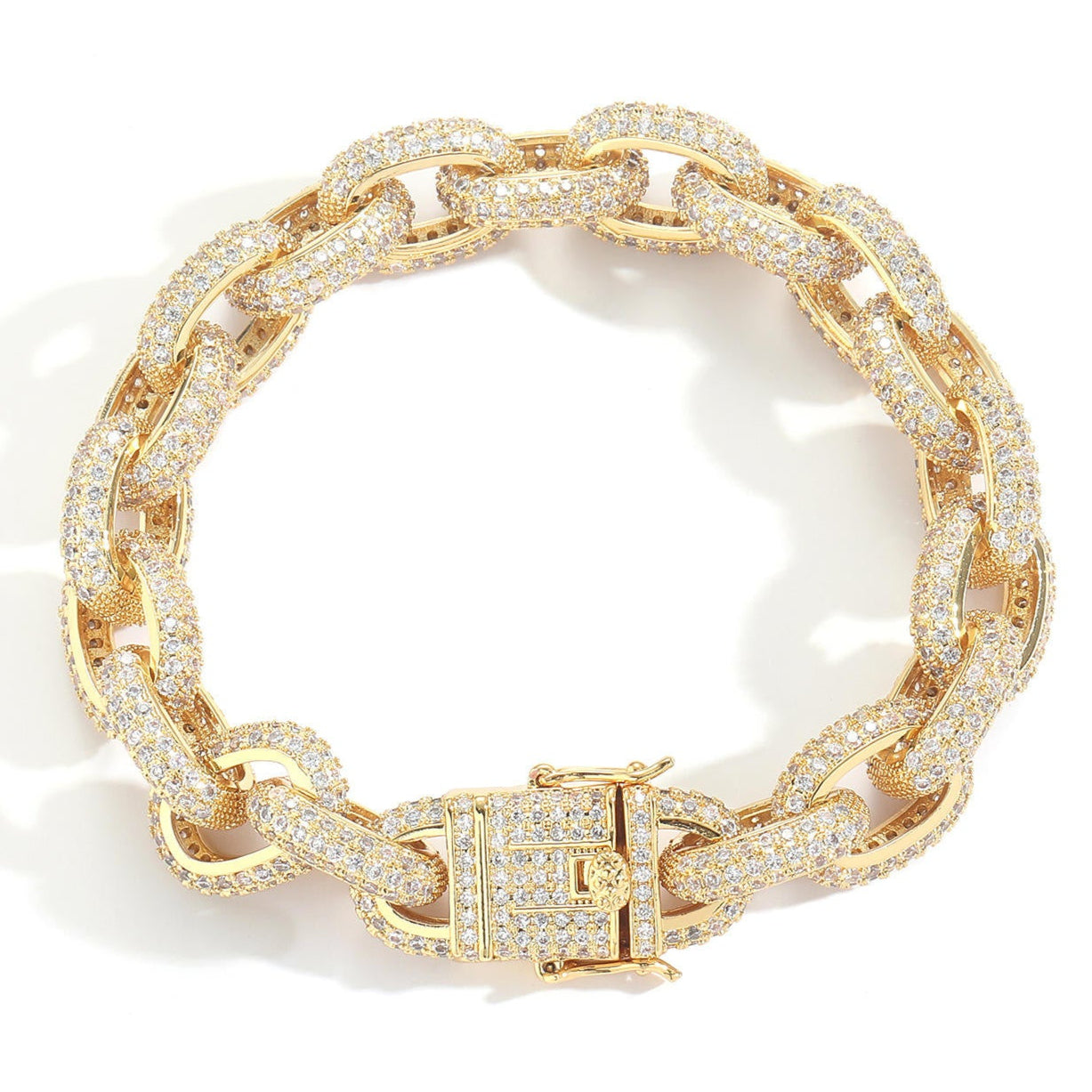 Hip Hop Moissanite Cuban Link Chain Bracelet, 10MM Iced Out Bracelet