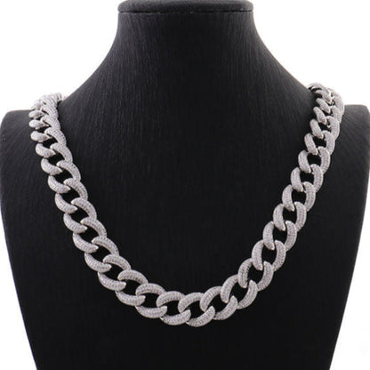 Fully Iced Out Moissanite Hip Hop Style 18MM Miami Cuban Link Chain Necklace In 925 Sterling Silver