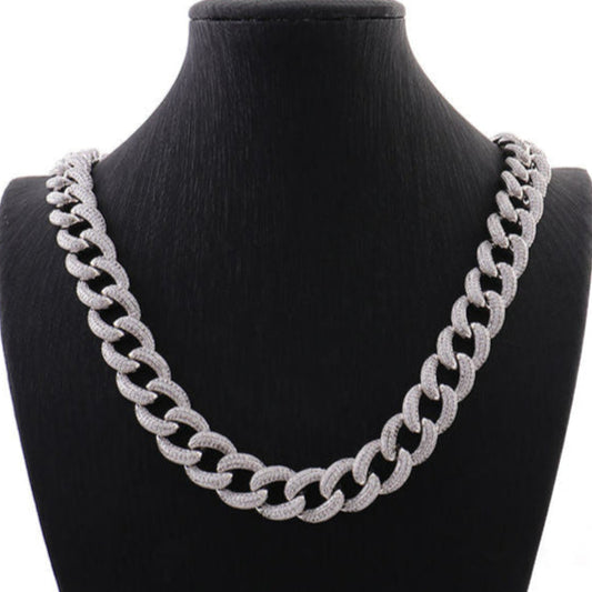 Fully Iced Out Moissanite Hip Hop Style 18MM Miami Cuban Link Chain Necklace In 925 Sterling Silver
