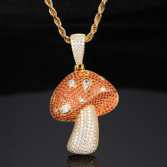 Iced Out Moissanite 925 Silver Mushroom Pendant, Hip Hop Moissanite Silver Jewelry For Men and Women and Rapper