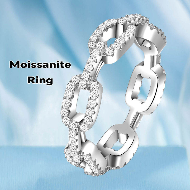 VVS1 Moissanite Iced Out Hip Hop Wedding Cuban Link Ring For Men & Women